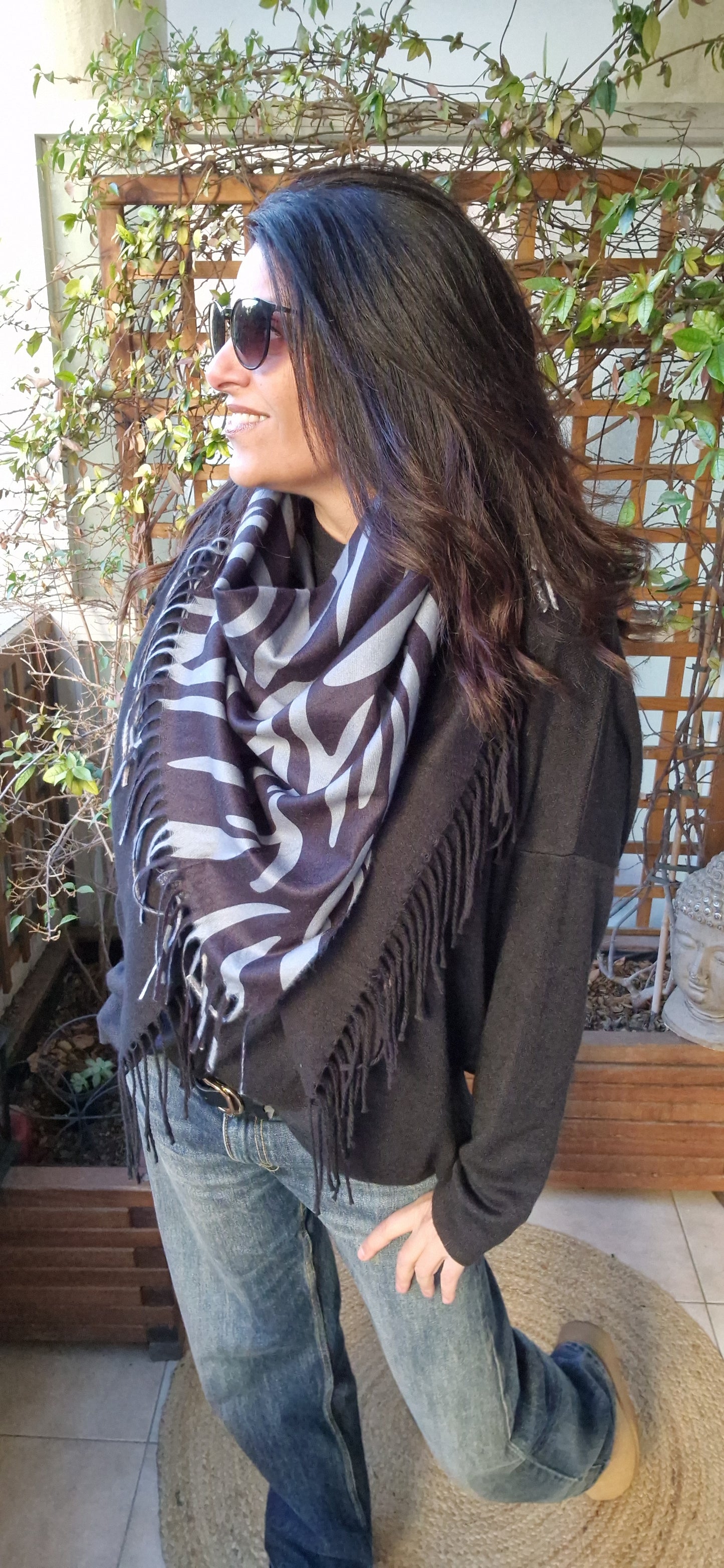 Étole 4 motifs LEOPARD Noir