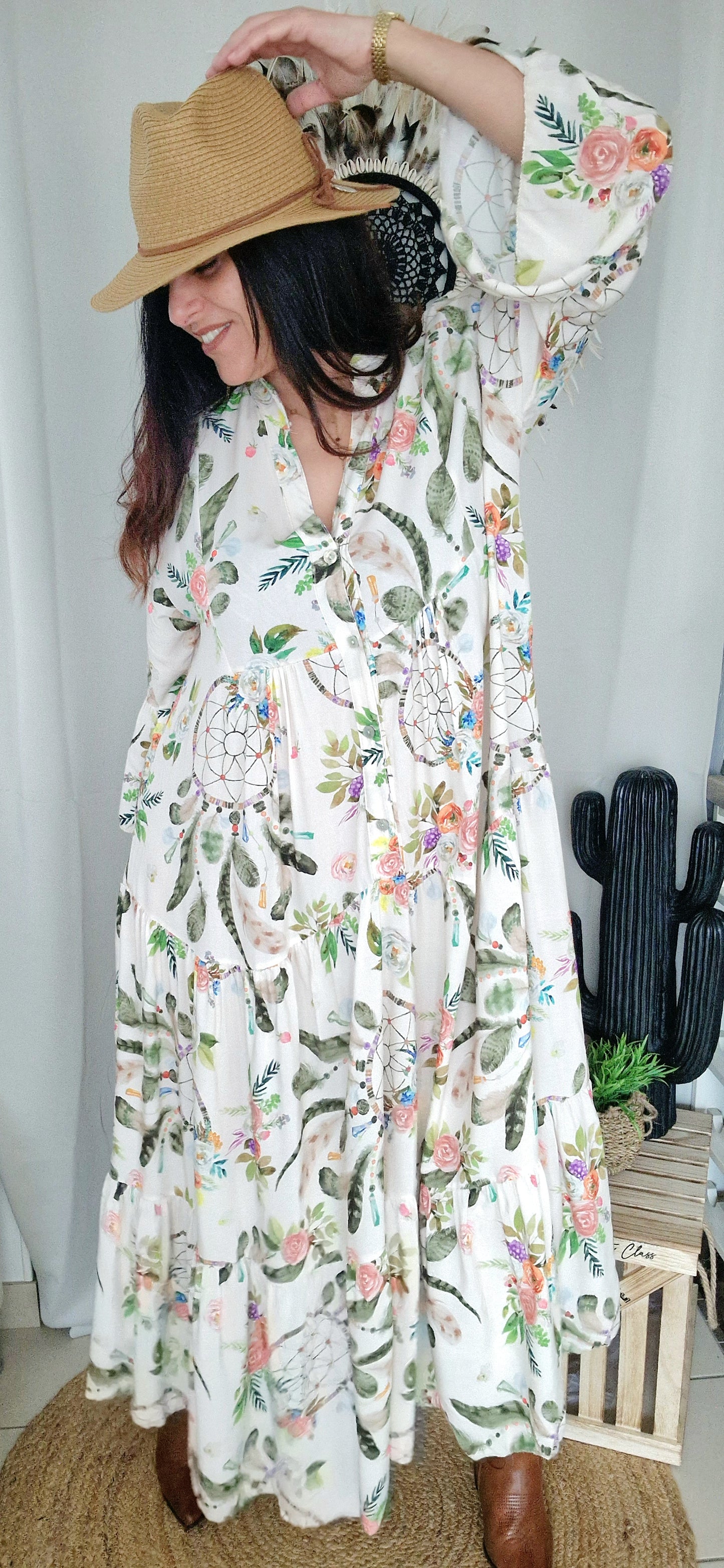 DREAMFLOWERS Robe longue kaki