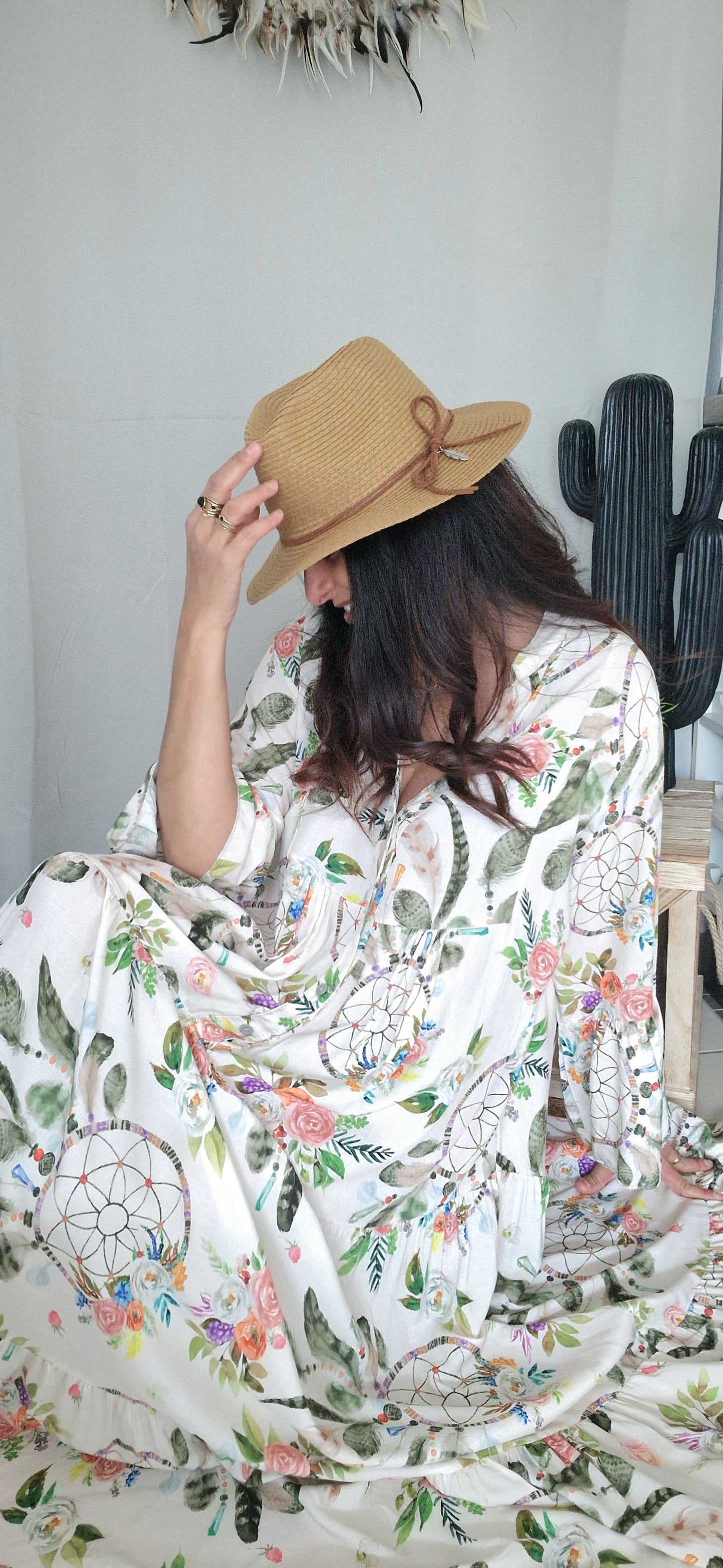 DREAMFLOWERS Robe longue kaki