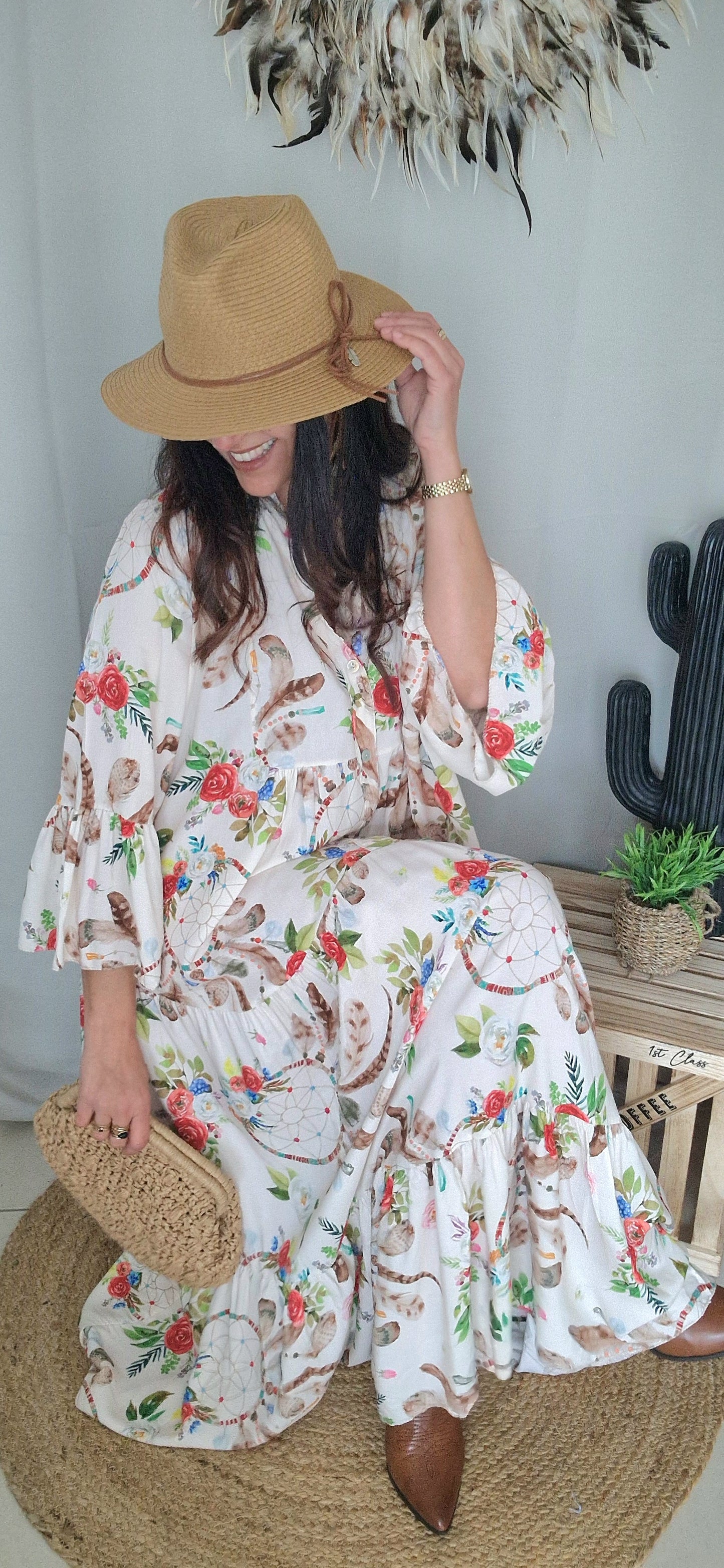 DREAMFLOWERS Robe longue beige