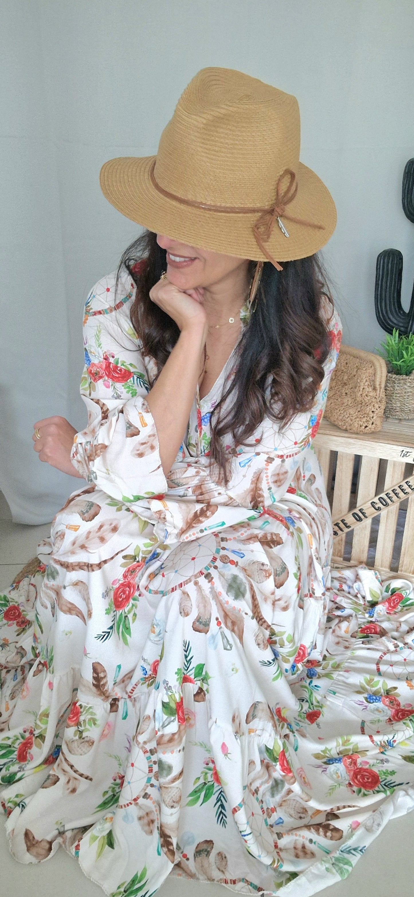 DREAMFLOWERS Robe longue beige