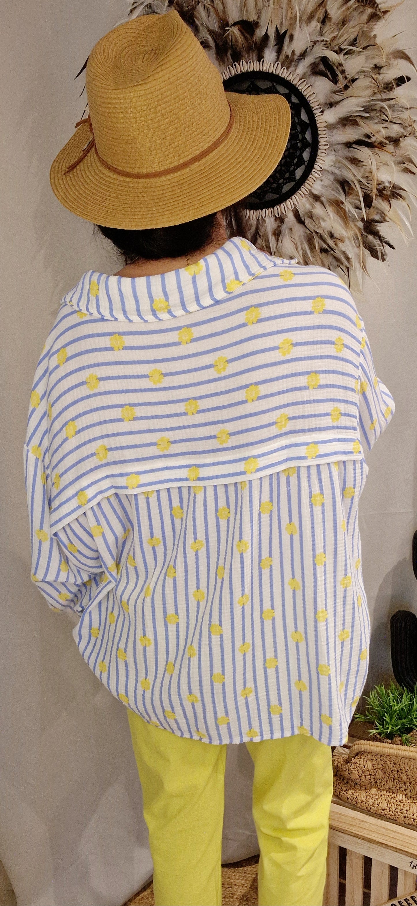 SOLEA Chemise rayée bleu