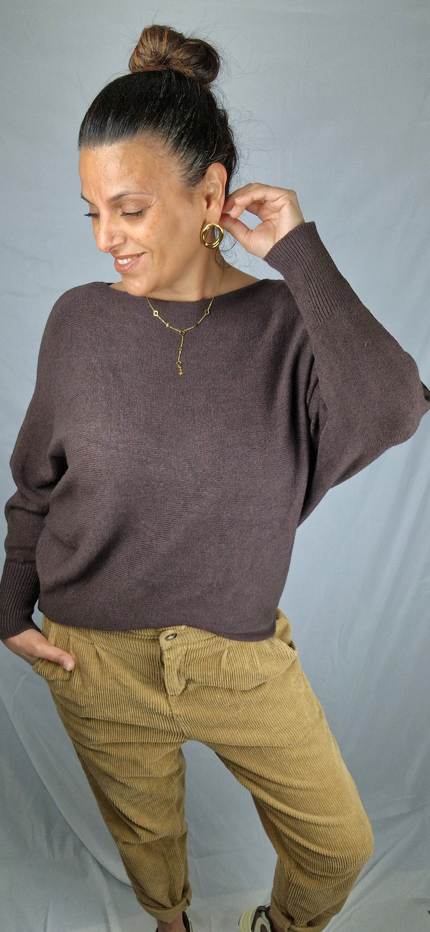 Alba Pull fin marron