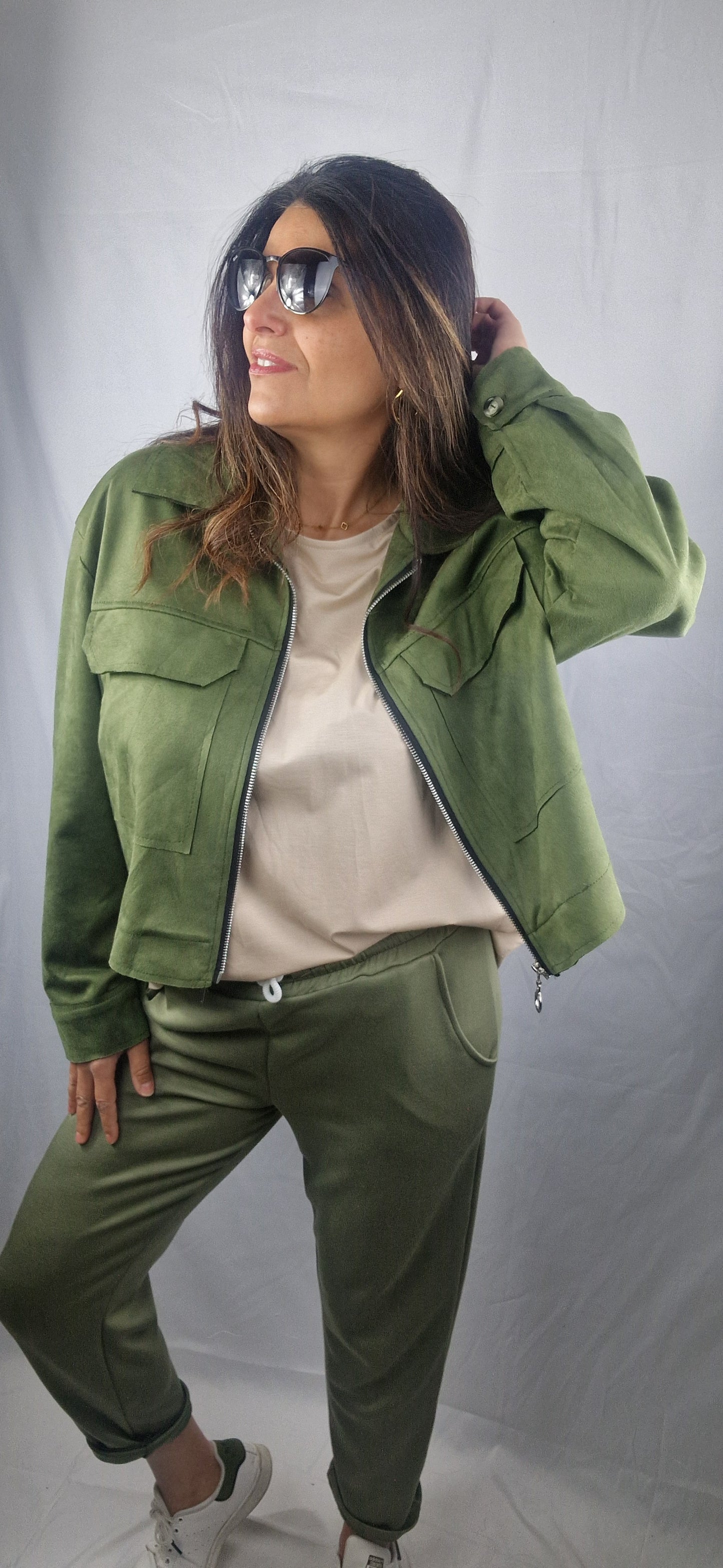 Veste suédine Kaki