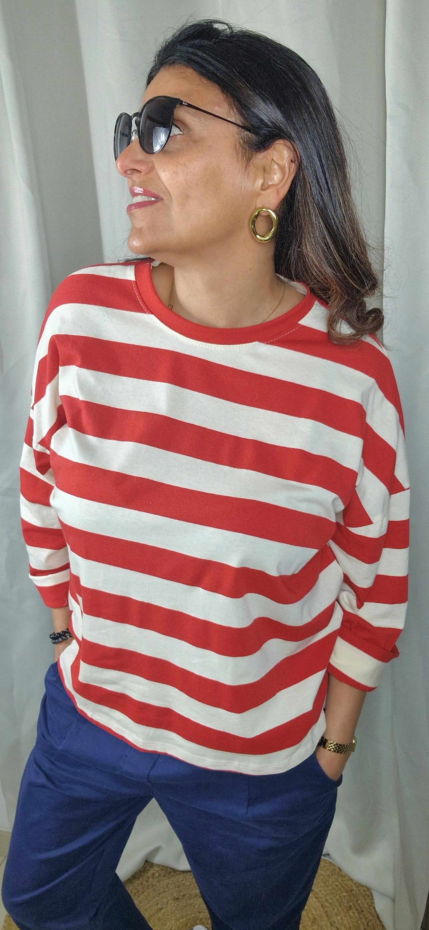 LULU Sweat rayée Rouge