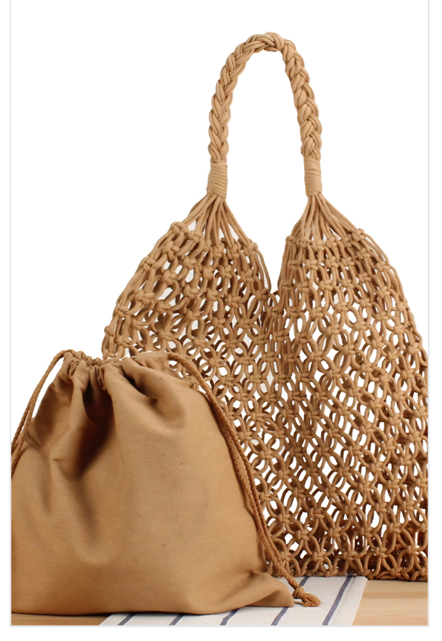 BOHEME Sac crochet Camel