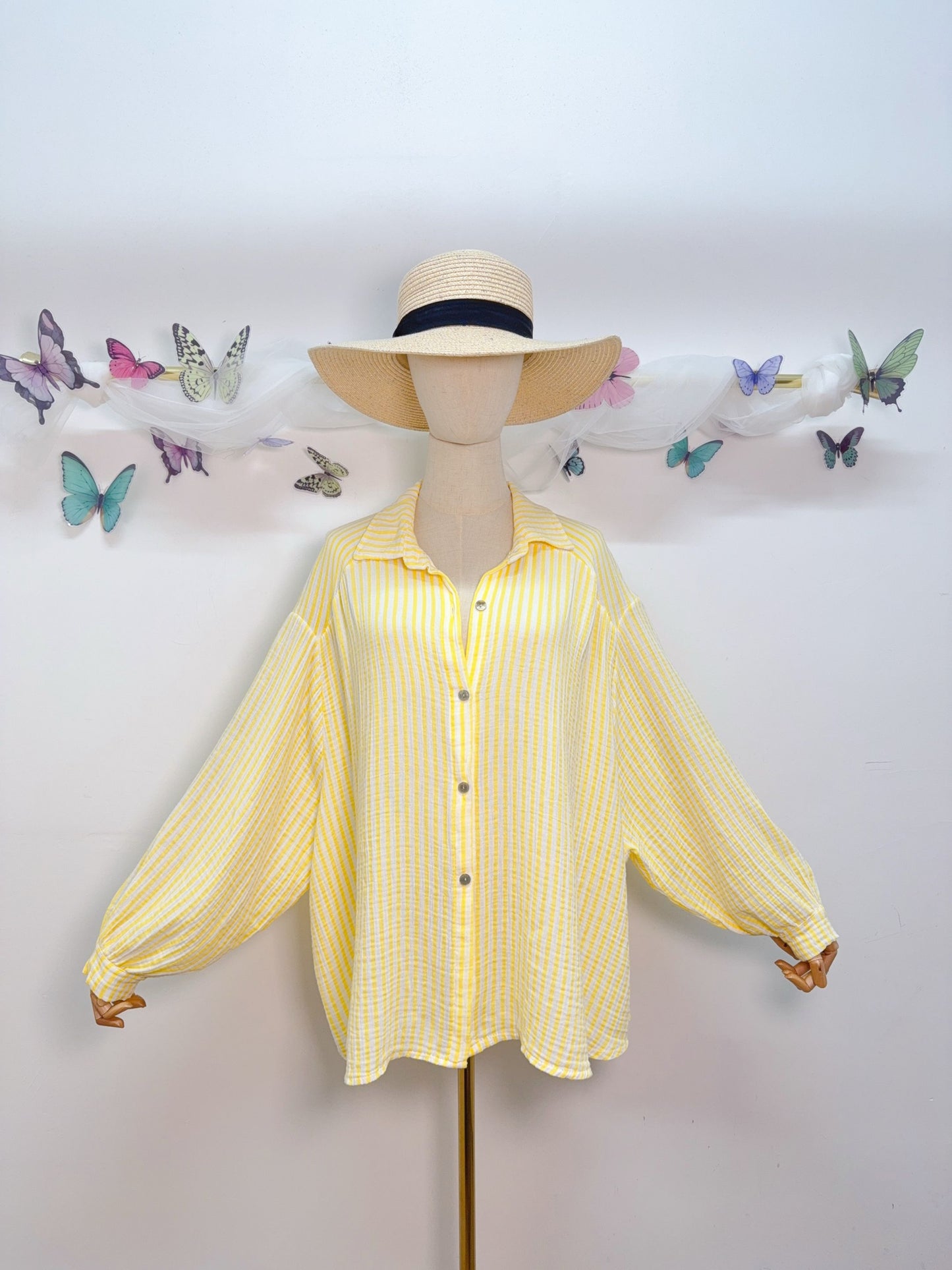 OCEANE Chemise rayée Jaune (Gaze de coton)