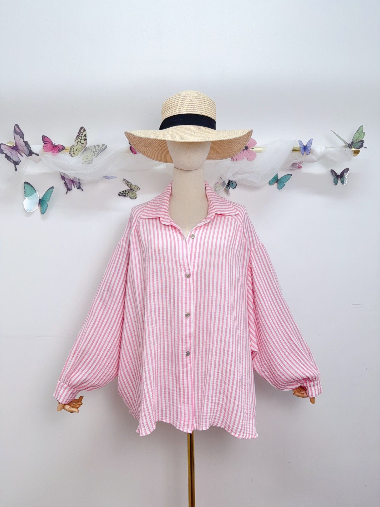 OCEANE Chemise rayée Rose (Gaze de coton)