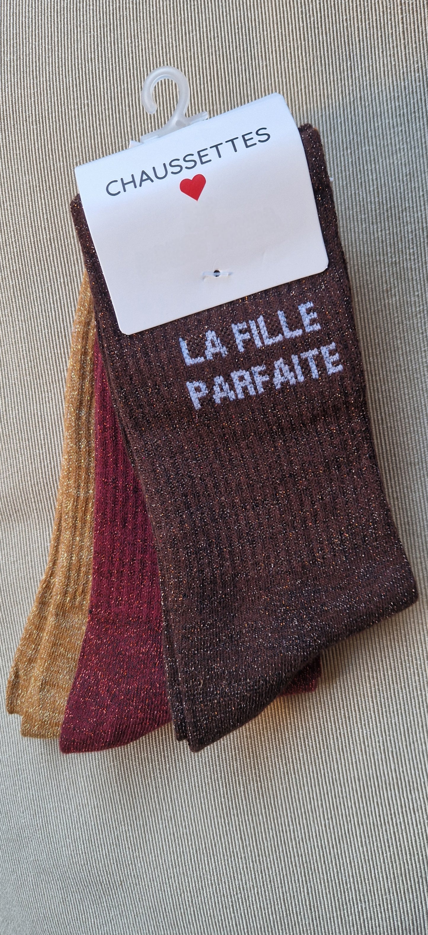 "LA FILLE PARFAITE" Chaussettes marrons lurex
