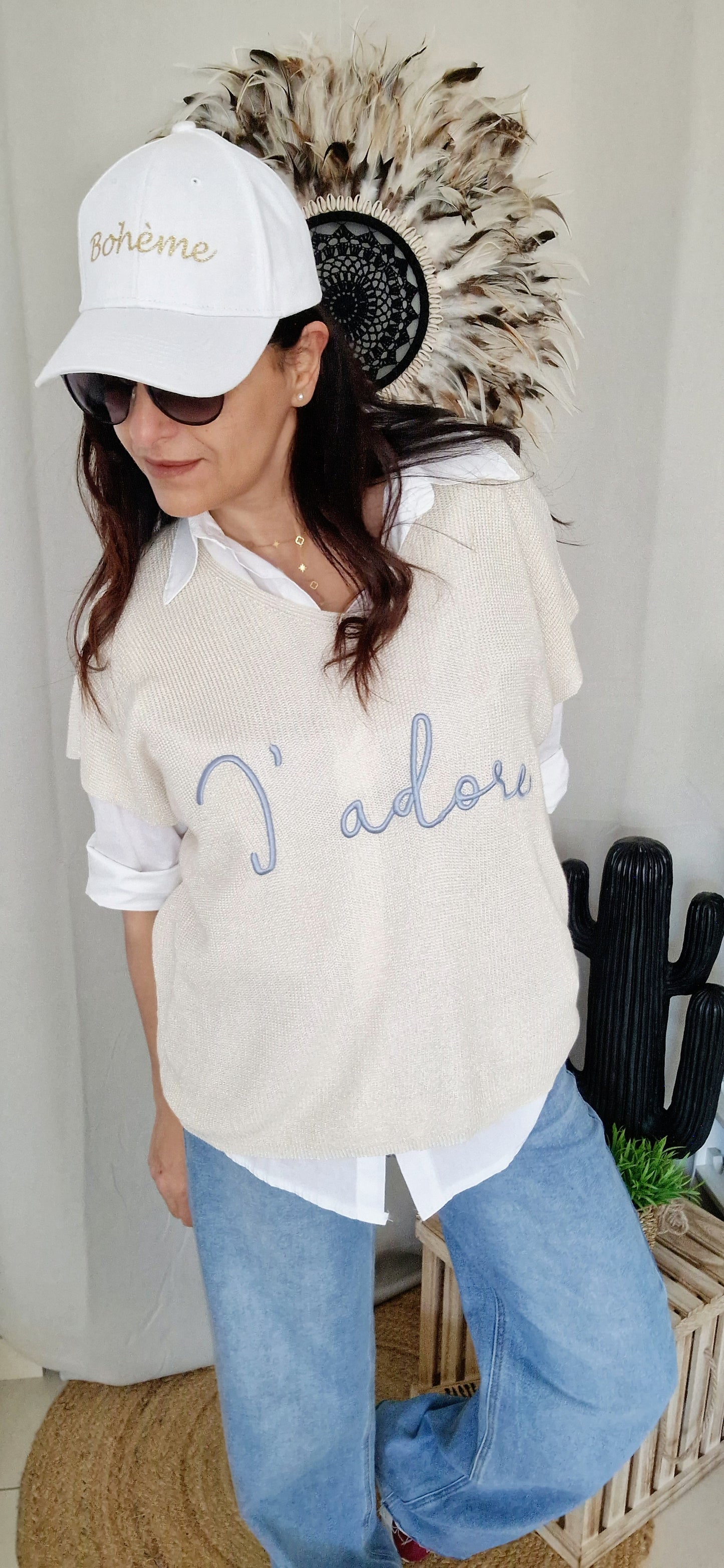 J'ADORE Top lurex écru