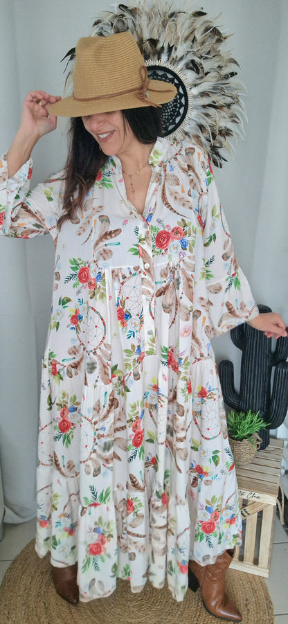 DREAMFLOWERS Robe longue beige