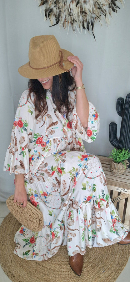 DREAMFLOWERS Robe longue beige