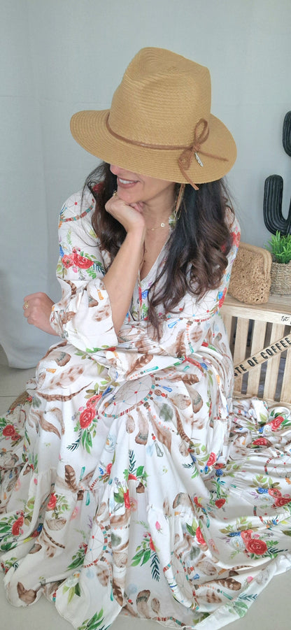DREAMFLOWERS Robe longue beige