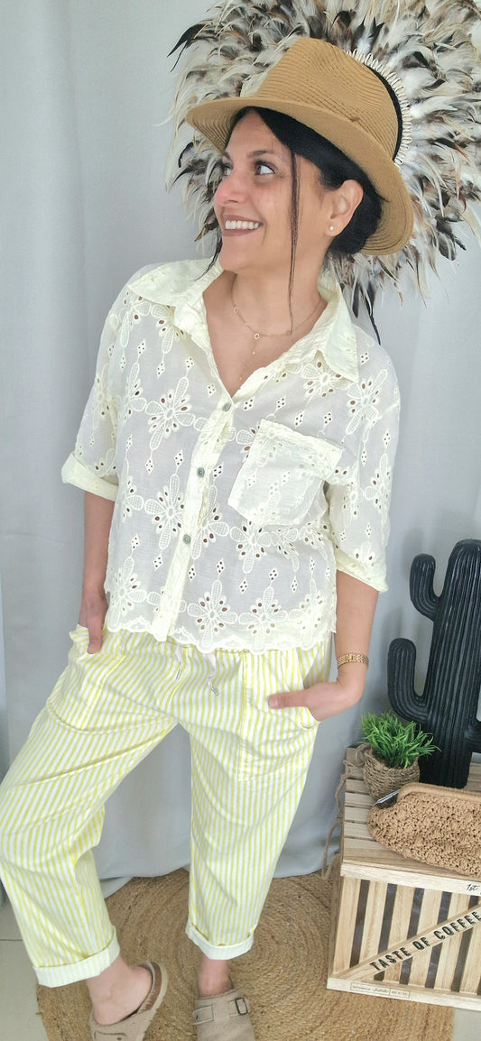 CAPUCINE Chemise jaune pastel