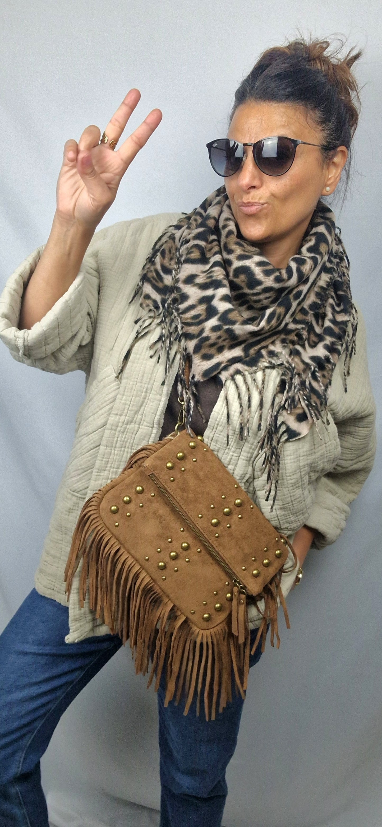 Bandana à franges LEOPARD