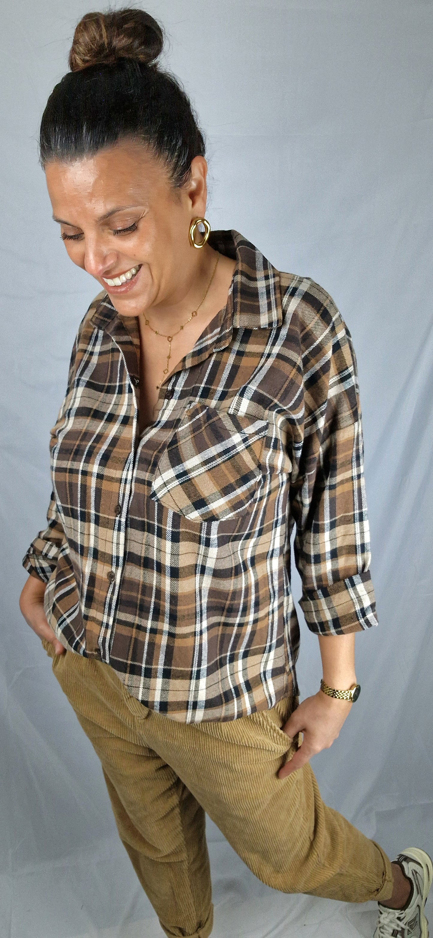 CHARLIE Chemise à carreaux marron