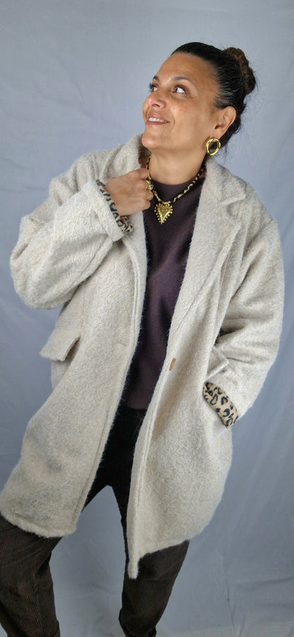 LEOSTAR Veste en laine Ecru