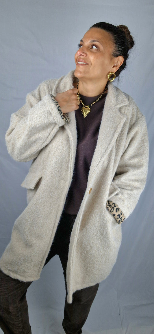 LEOSTAR Veste en laine Ecru