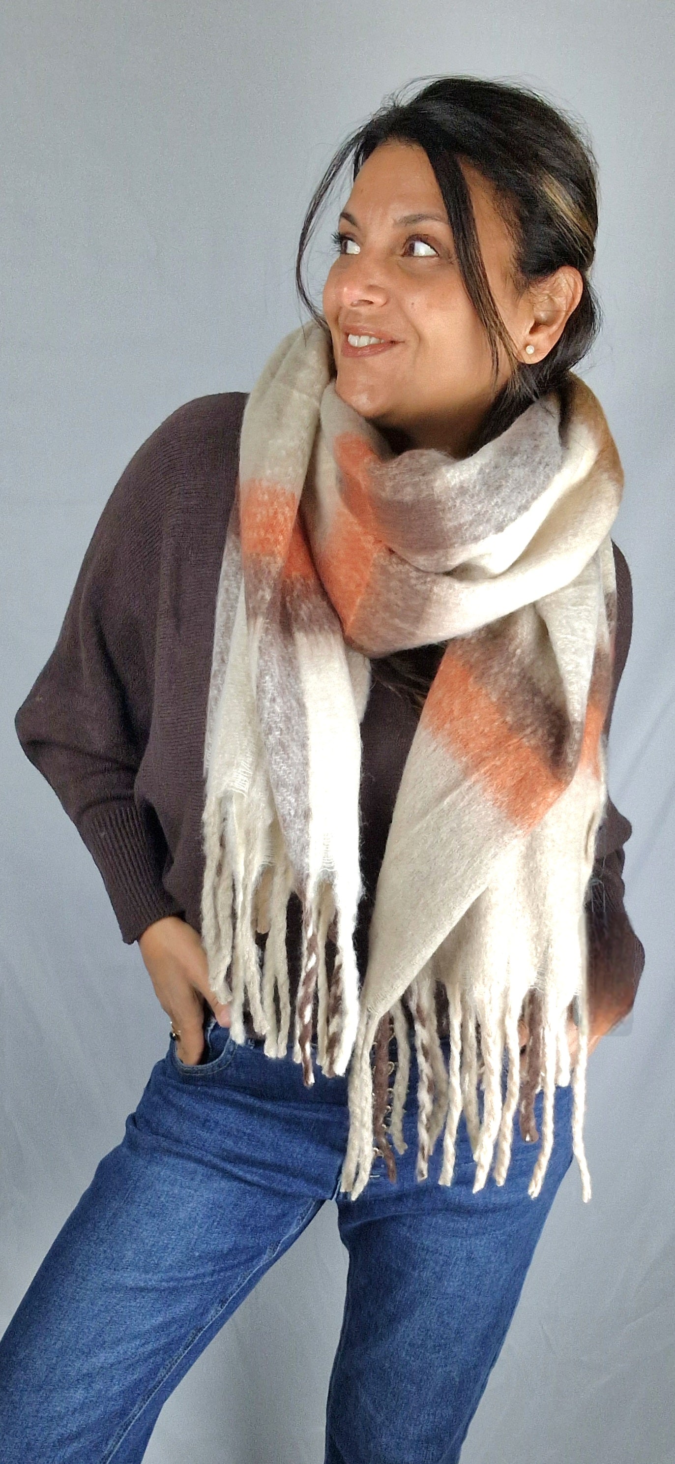 LENNON Écharpe carreaux Ocre