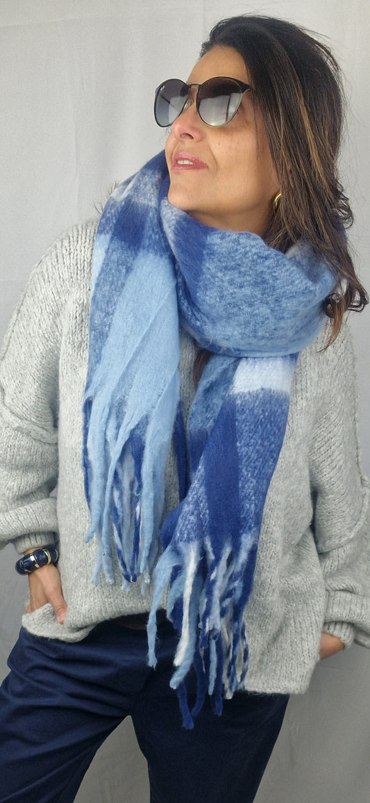 LENNON Écharpe carreaux Bleu