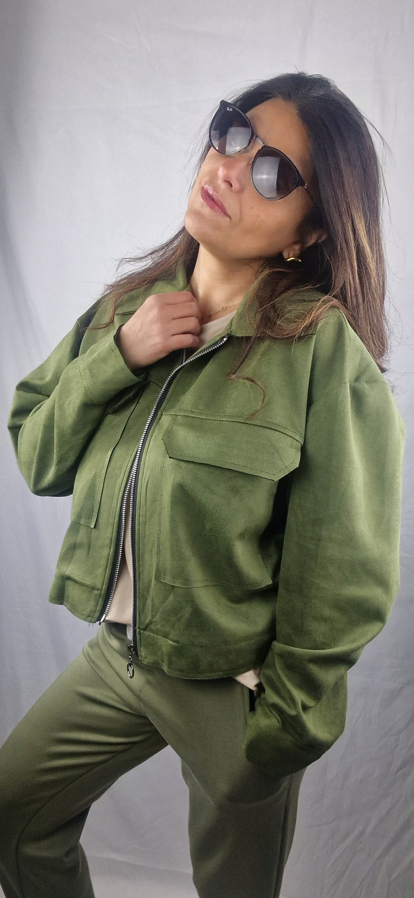 Veste suédine Kaki