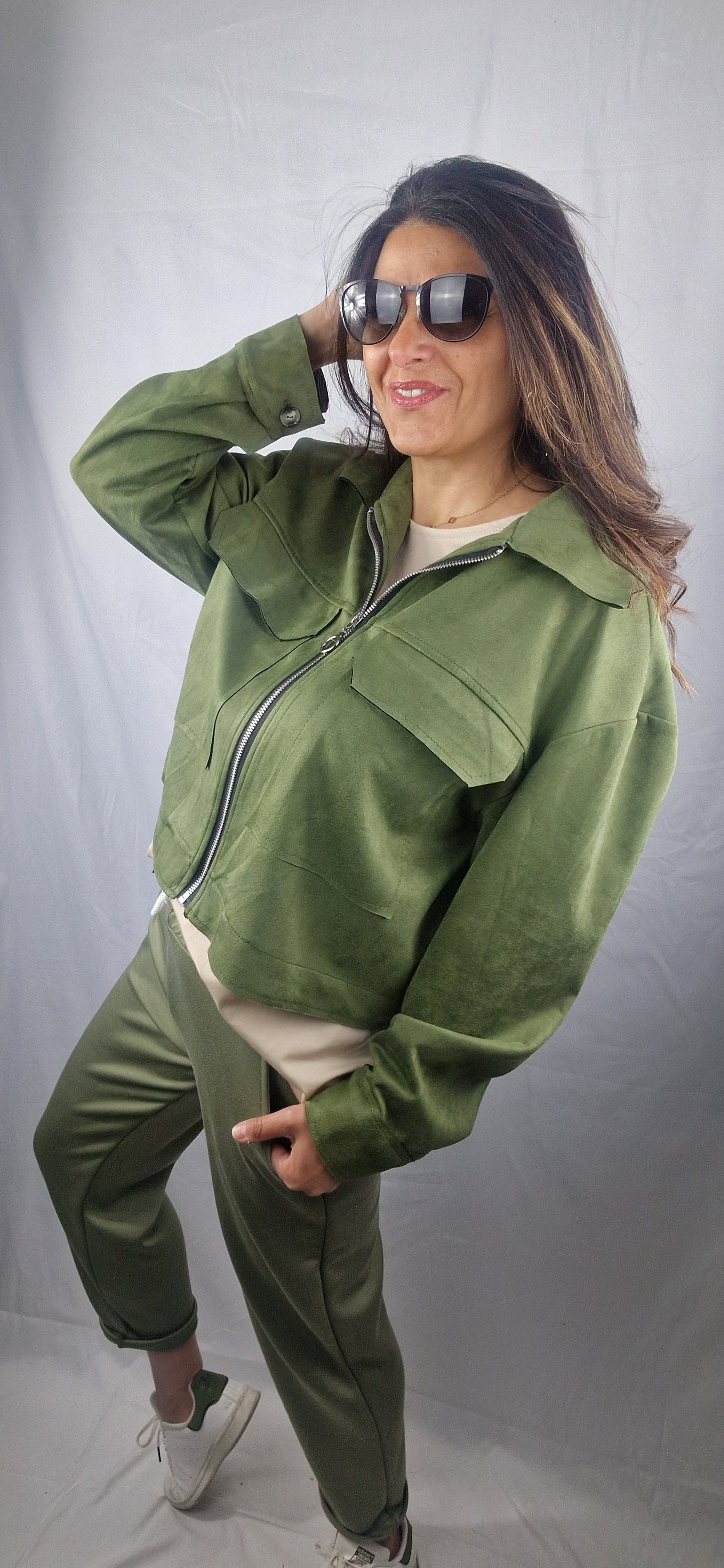Veste suédine Kaki