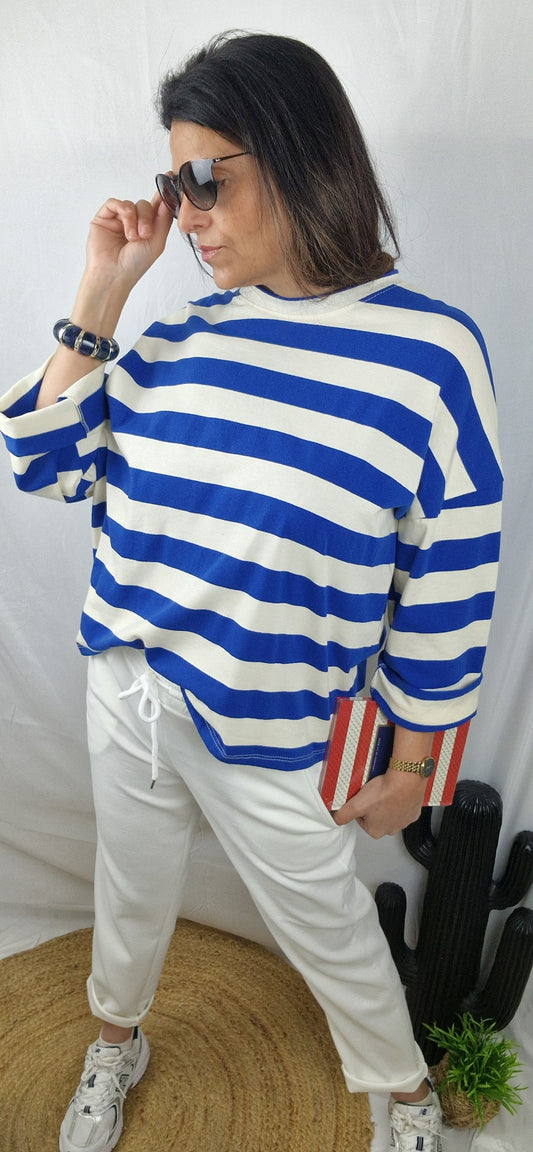 LULU Sweet rayée Bleu roi