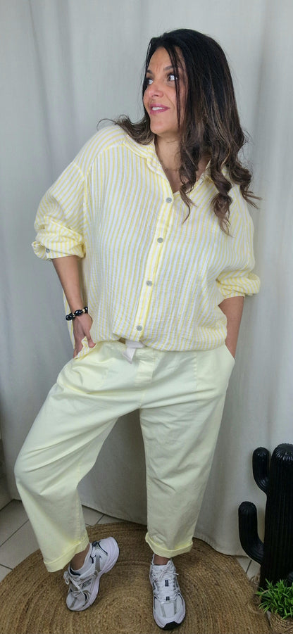 OCEANE Chemise rayée Jaune (Gaze de coton)