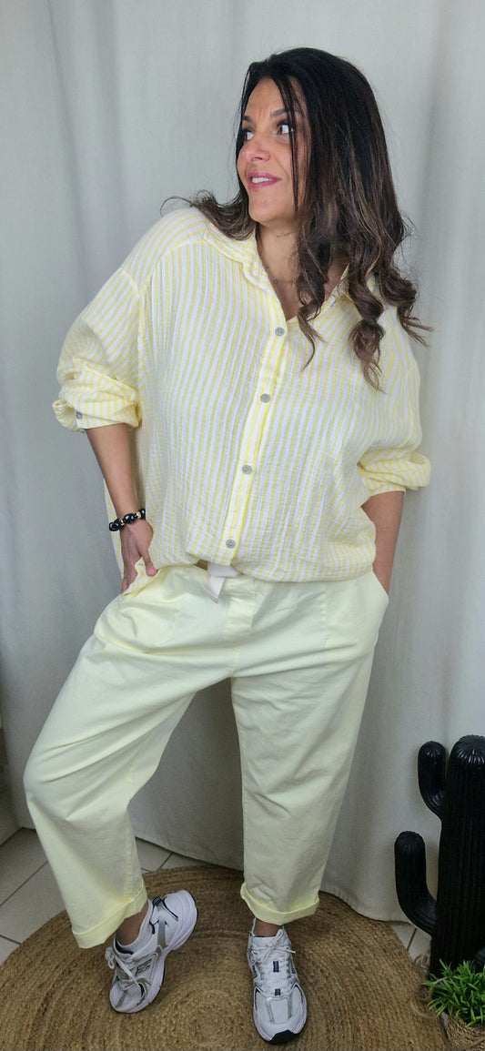 OCEANE Chemise rayée Jaune (Gaze de coton)