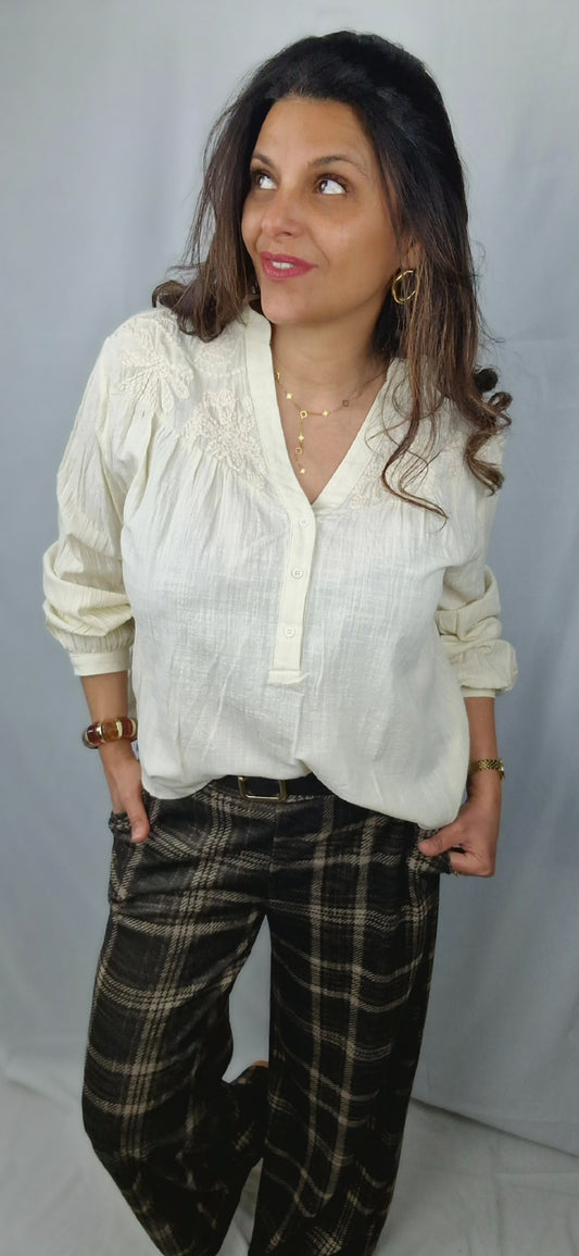 Blouse femme bohème coloris crème 