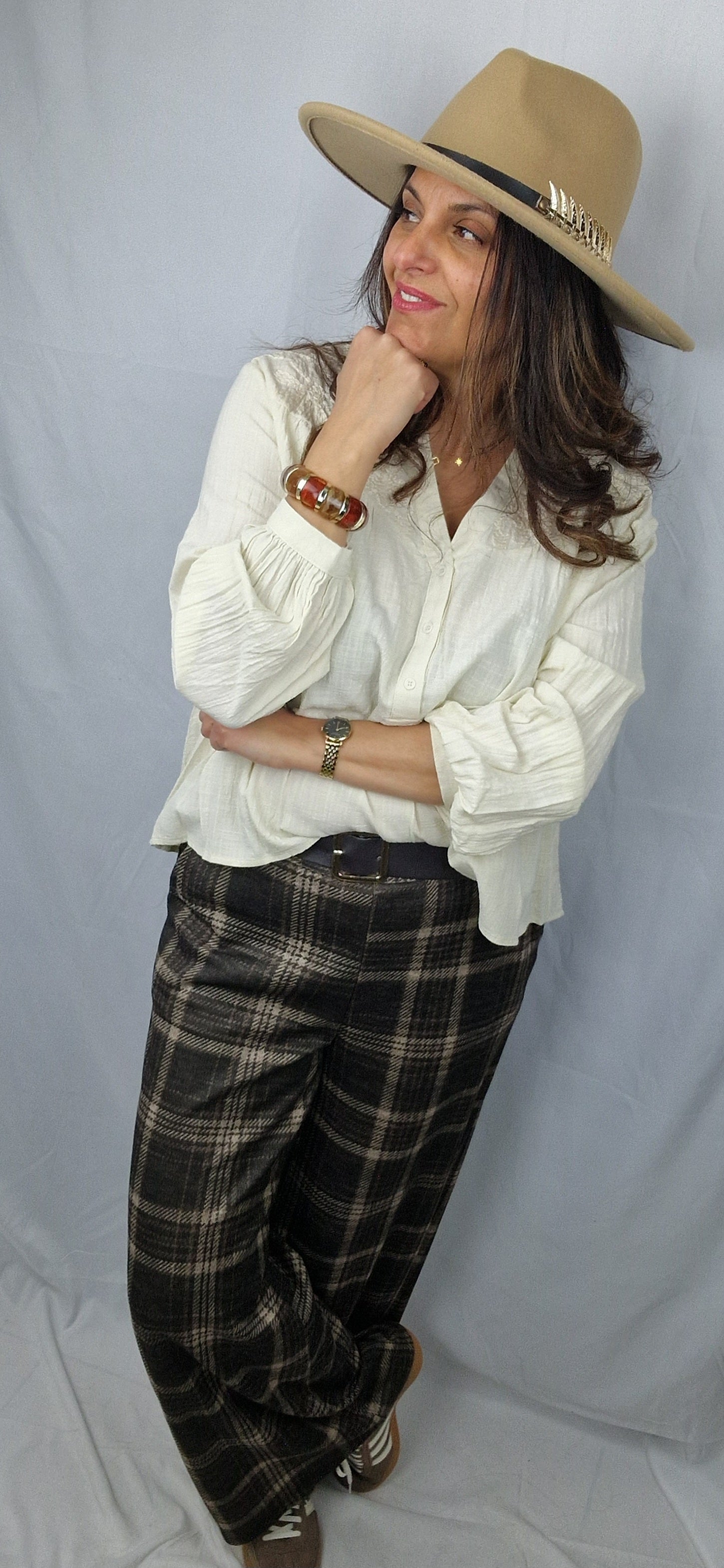 Blouse bohème beige pour femme