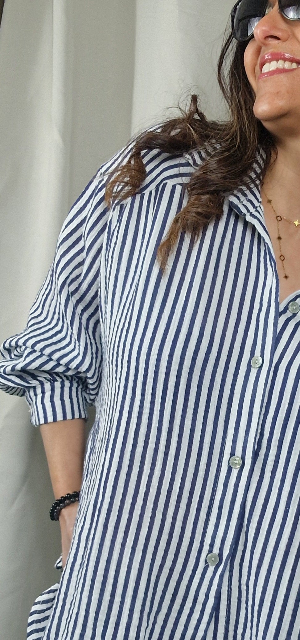 Chemise bleu marine en gaze de coton m, taille 36/46