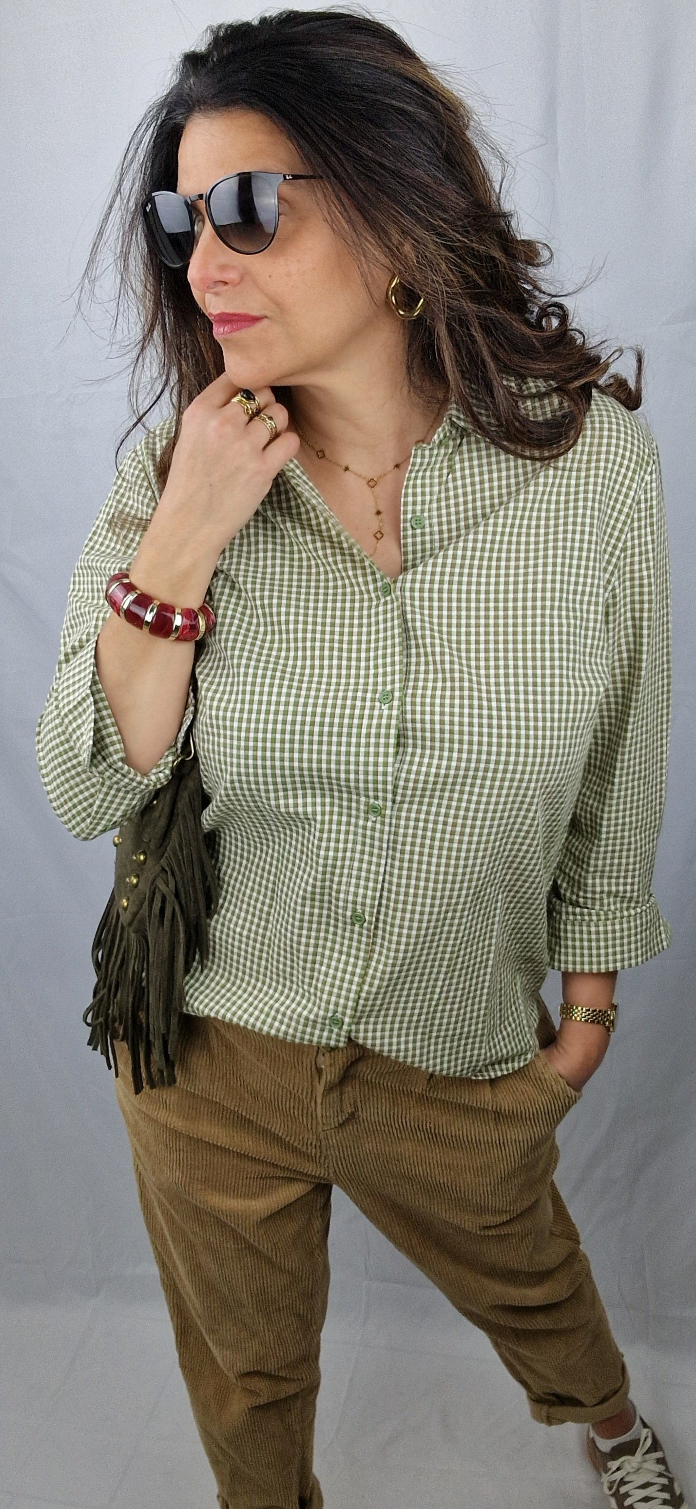 Chemise en carreaux vichy pour femme 