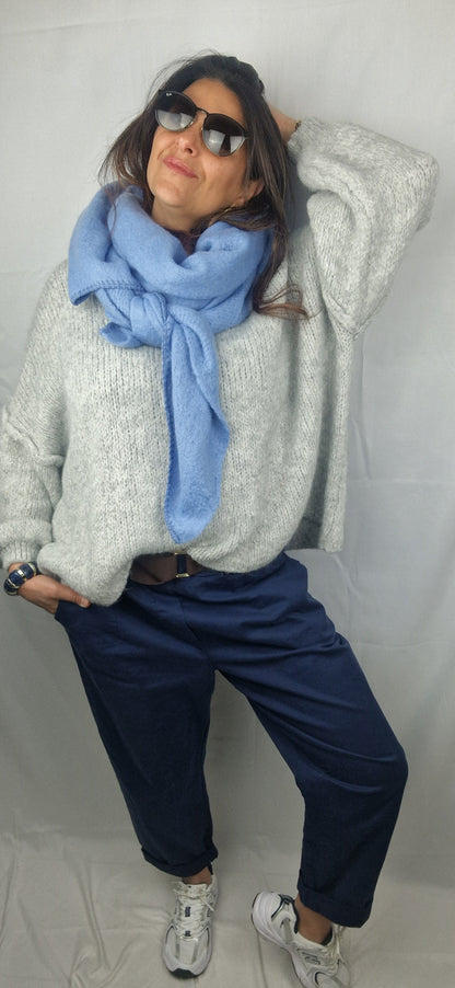 Echarpe douce viscose femme asymétrique bleu 