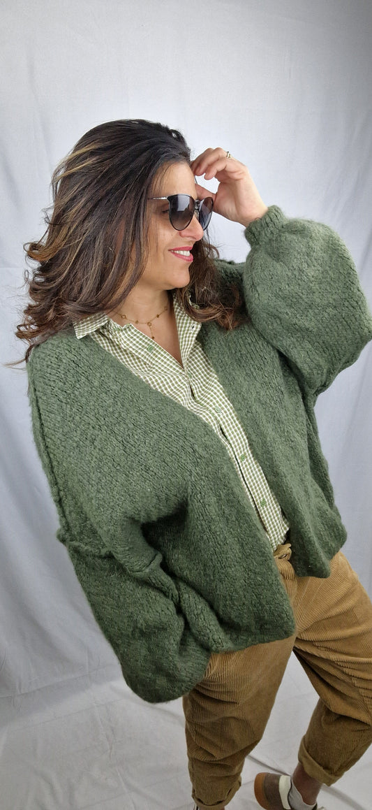 Gilet cocooning femme oversize kaki 