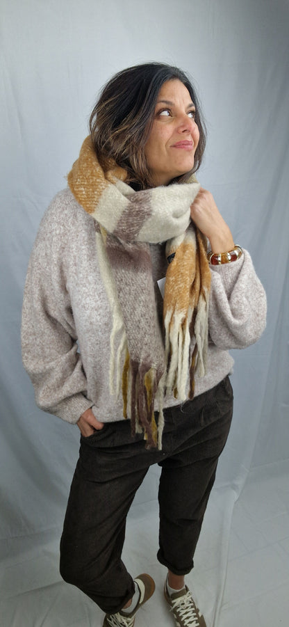 Pull chaud et confortable taupe pour femme