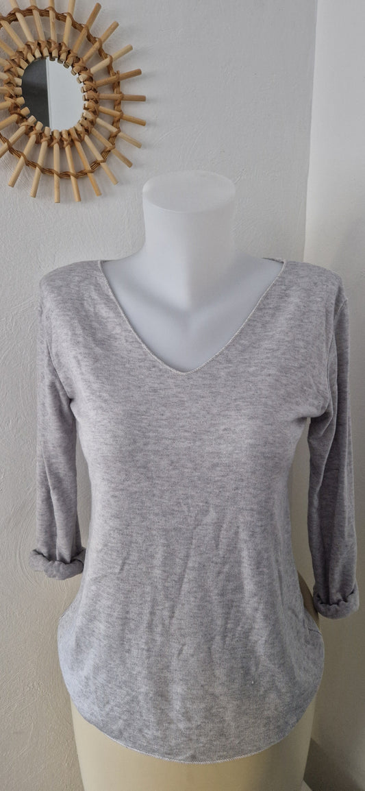 Pull ajusté gris pour femme, idéal pour l'hiver, basique à glisser sous tout outfits