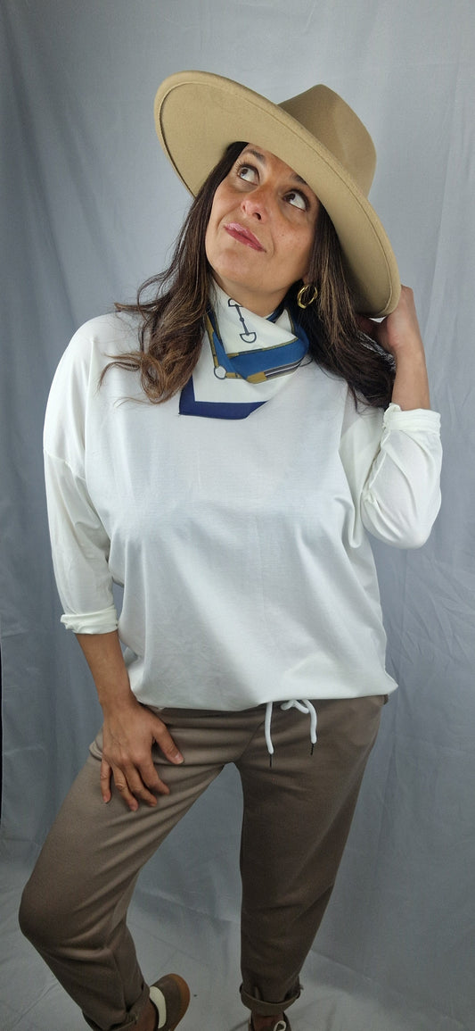 Top avec foulardcoloris crème en viscose