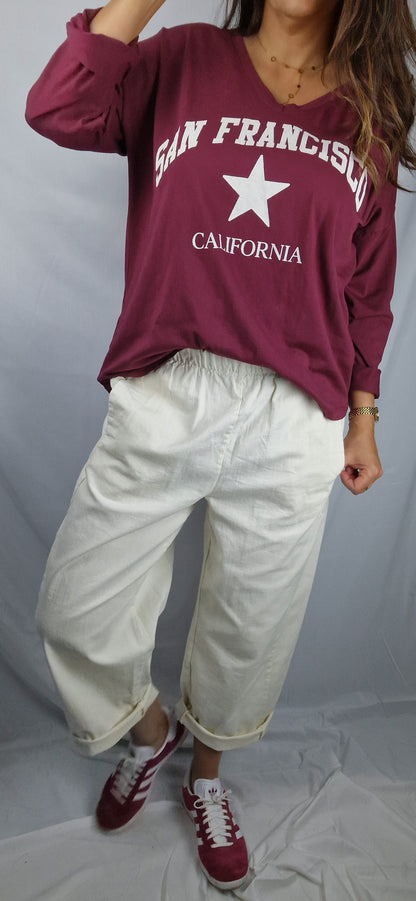 Pantalon magic, femme coloris écru, taille 38 au 46, confortable, taille élastique