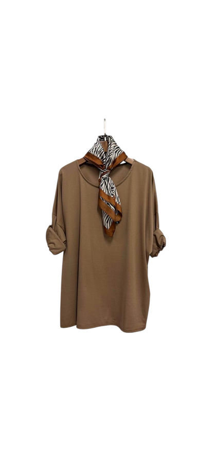ELEGANCE Top foulard CAMEL