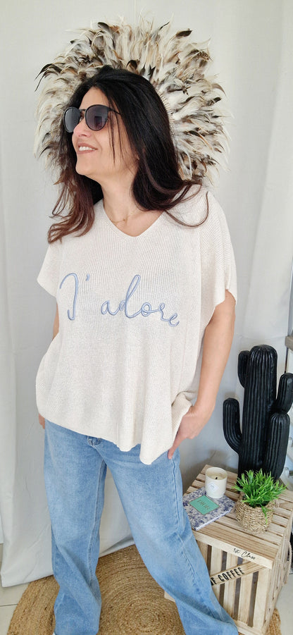J'ADORE Top lurex écru