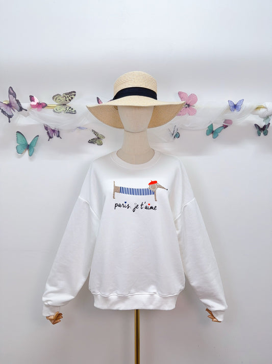 DOG IN PARIS Sweat rayée Blanc