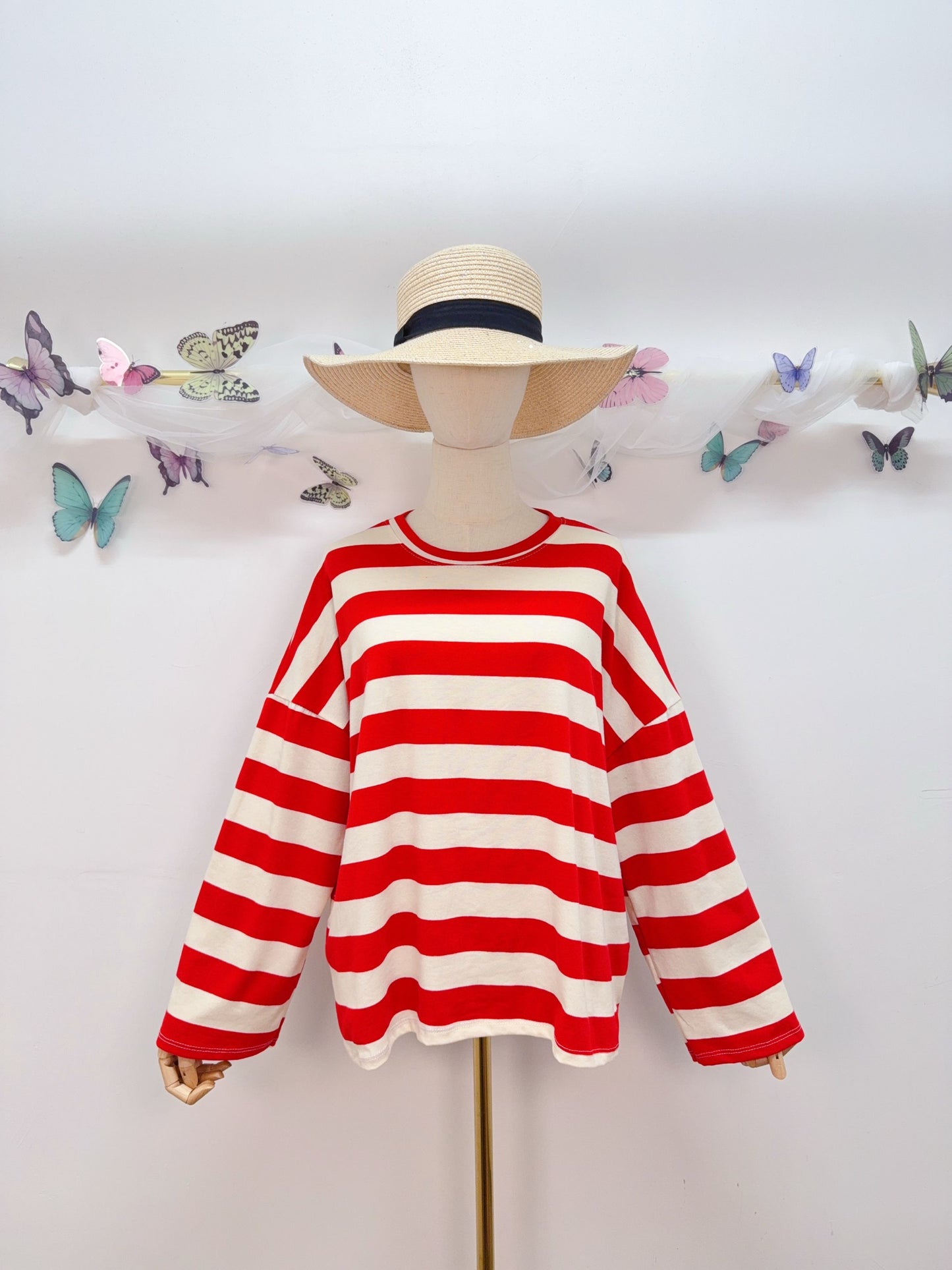 LULU Sweat rayée Rouge