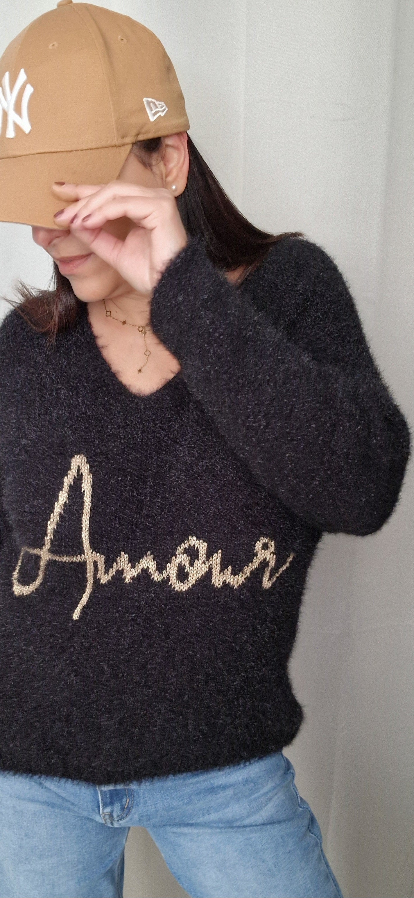 Pull mohair noir AMOUR