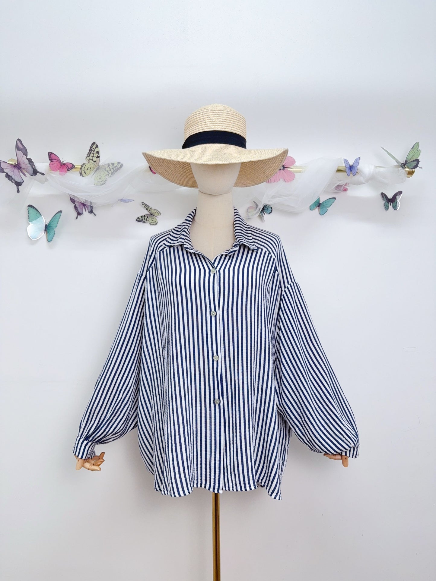 OCEANE Chemise rayée Marine (Gaze de coton)