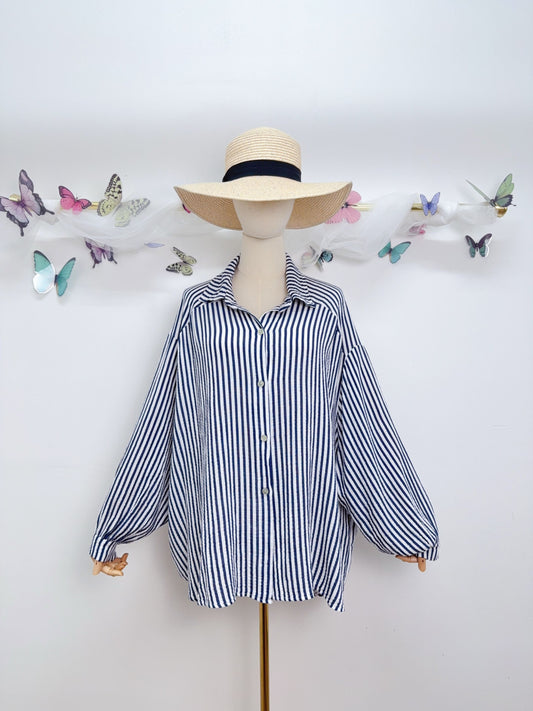 OCEANE Chemise rayée Marine (Gaze de coton)