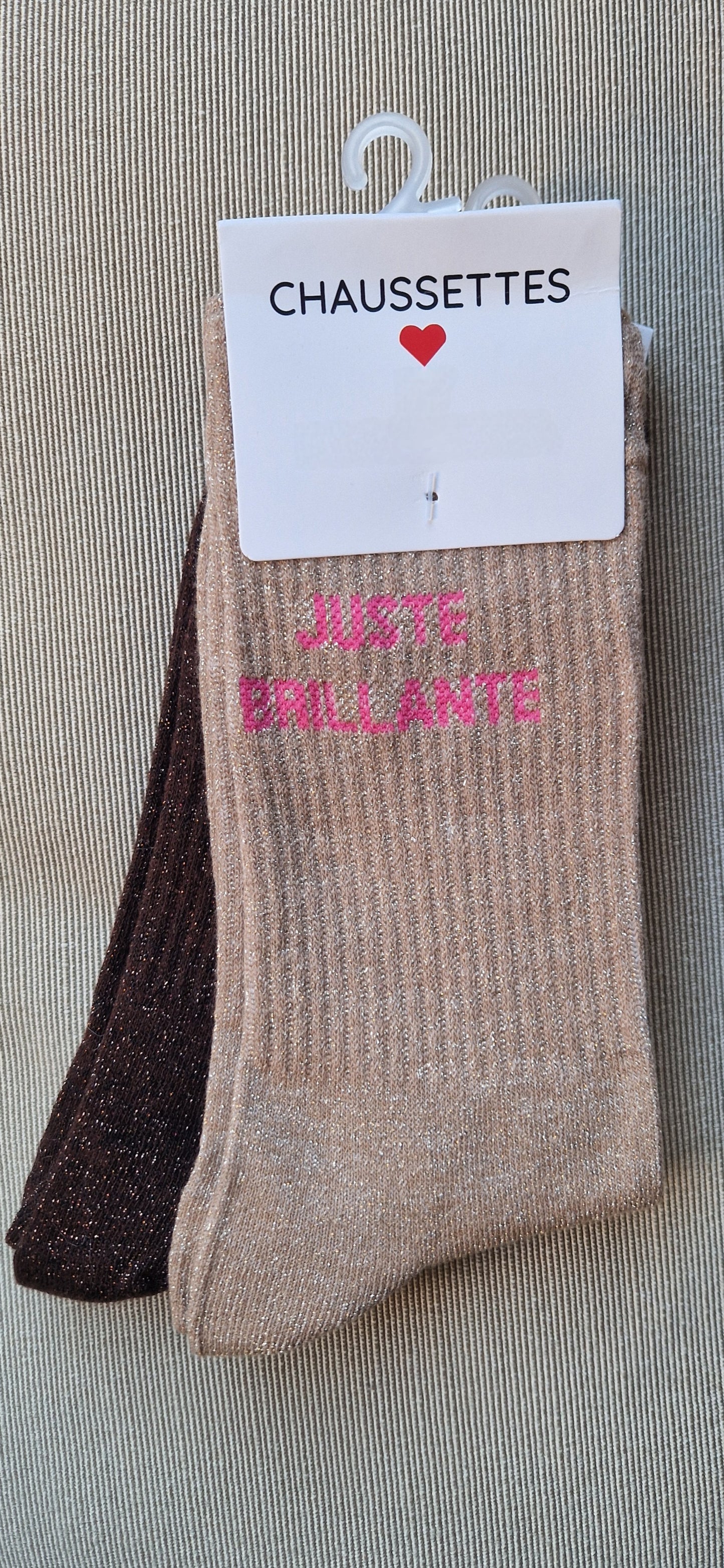 "JUSTE BRILLANTE"  Chaussettes taupe lurex