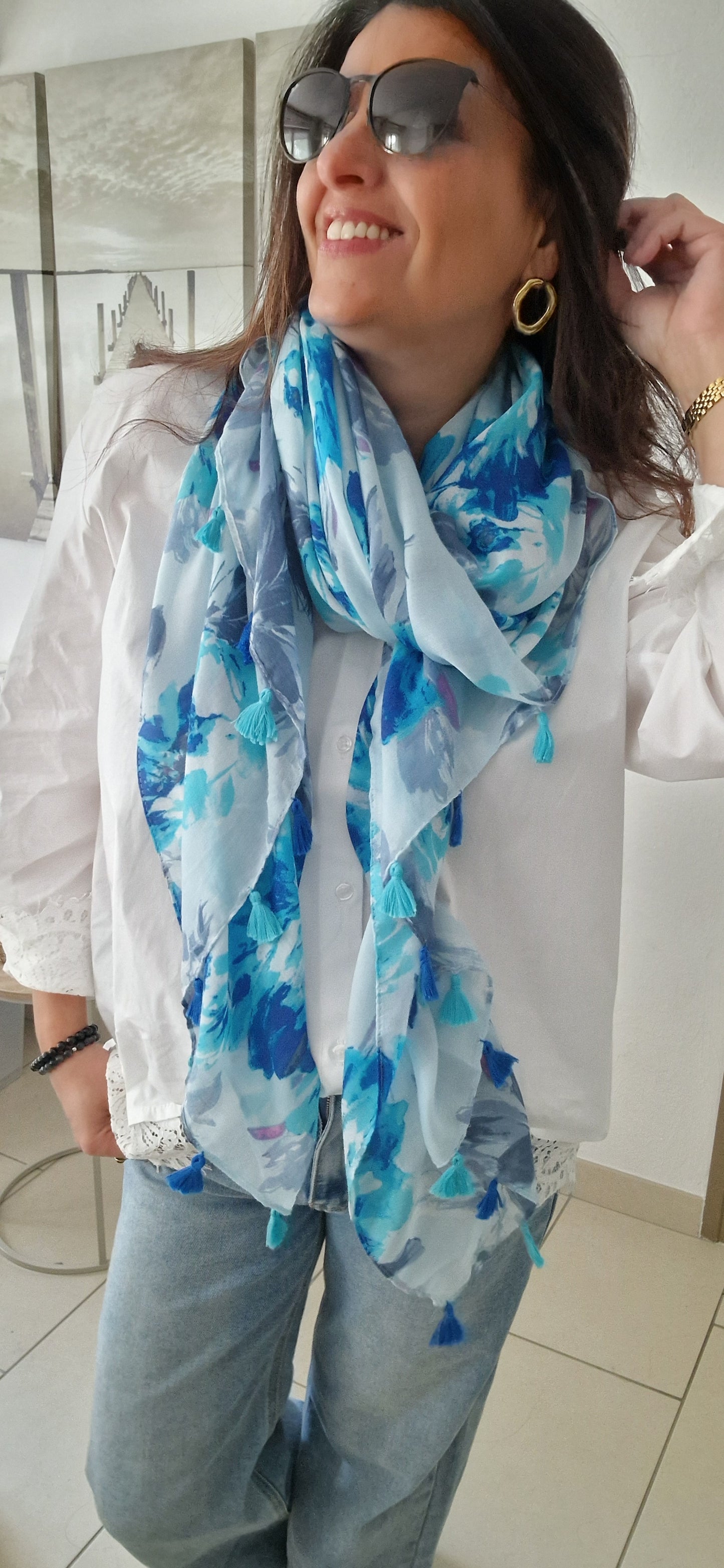 Foulard FLORA Bleu
