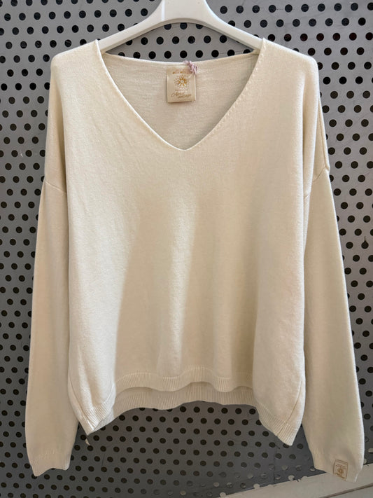 APRIL VINTAGE Pull basic crème - Collection Premium