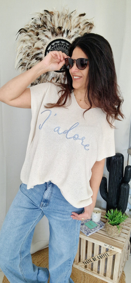 J'ADORE Top lurex écru